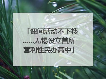 课间活动不下楼……无锡设立首所营利性民办高中